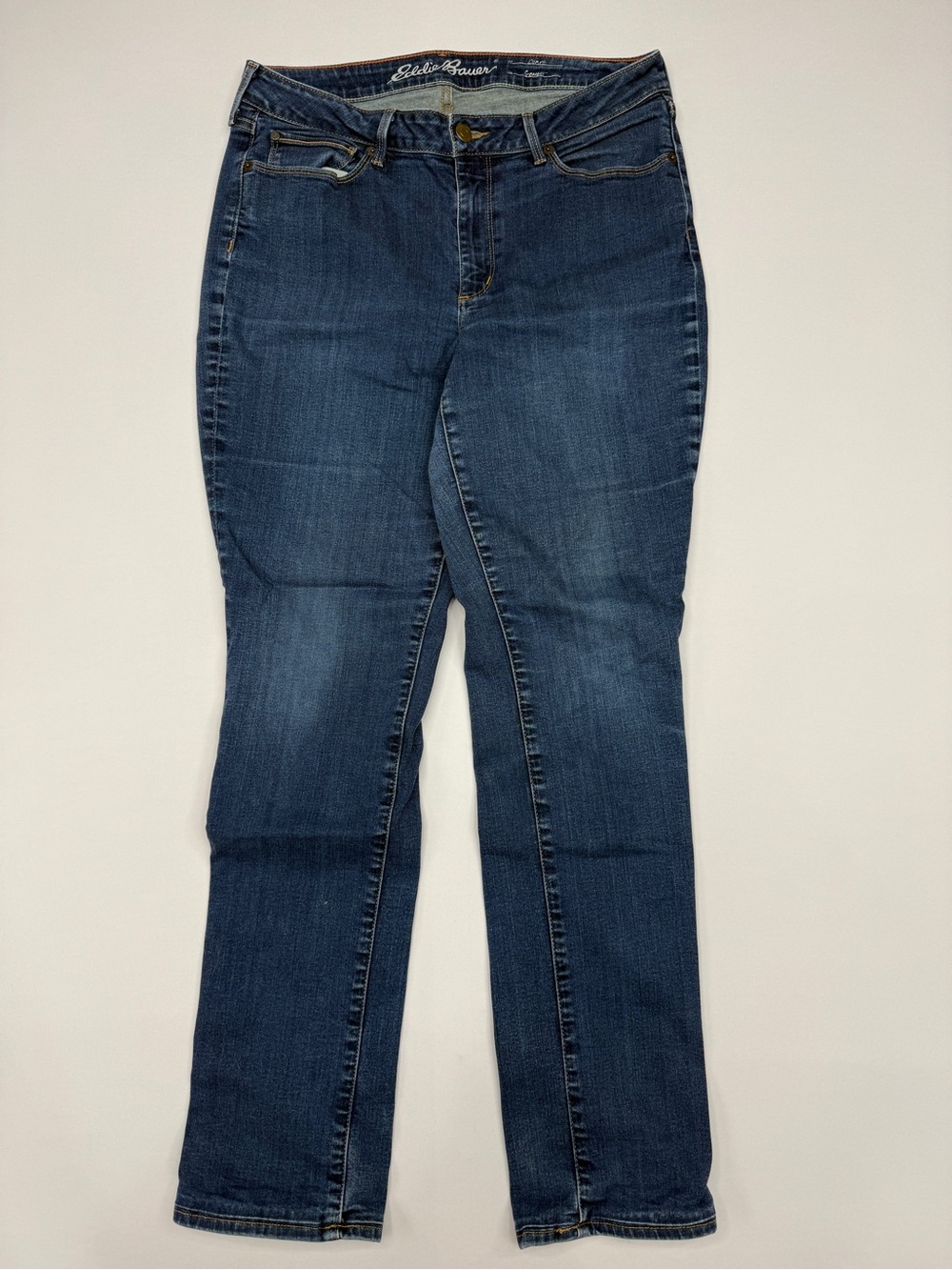 Eddie Bauer Curvy Straight Leg High Rise Dark Wash Jeans